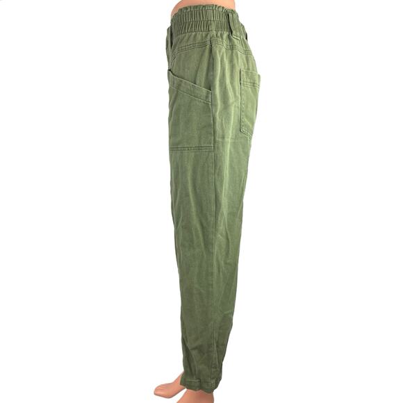 Knox Rose Green High Rise Button Fly Cropped Straight Leg Casual Pants Size XS - Picture 2 of 6
